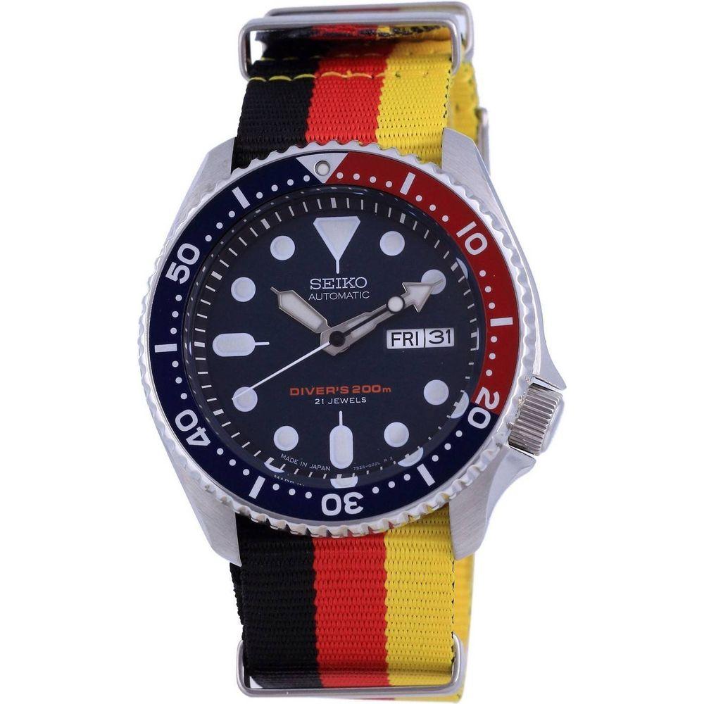 Seiko SKX009J1 Automatic Diver's Polyester Strap - Blue/Germany National Flag Pattern: Stylish Watch Strap Replacement for Men