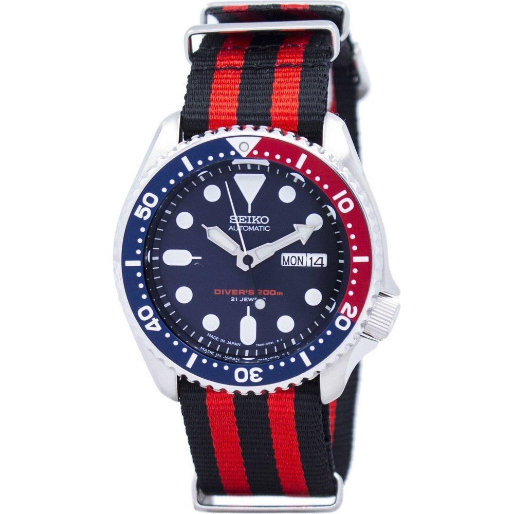 Seiko SKX009J1-var-NATO3 Replacement Watch Strap - Red Black NATO Strap for Men's Automatic Diver's Watch
