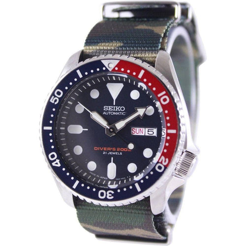 Load image into Gallery viewer, Seiko SKX009J1-var-NATO5 Men&#39;s Automatic Diver&#39;s 200M Dark Blue Dial Army NATO Strap Watch - Replacement Band in Army Green for Men
