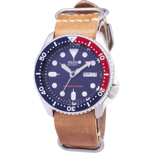 Load image into Gallery viewer, Seiko SKX009K1-var-LS18 Automatic Diver&#39;s 200M Brown Leather Strap Men&#39;s Watch
