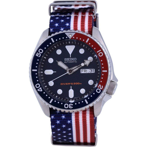 Load image into Gallery viewer, Seiko SKX009K1-var-NATO27 Men&#39;s Automatic Diver&#39;s Watch Strap Replacement - USA National Flag Pattern, Blue (Men&#39;s)
