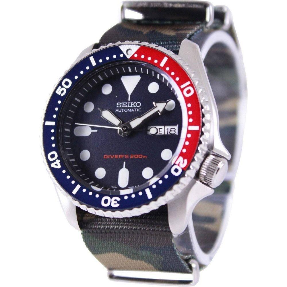 Seiko SKX009K1-var-NATO5 Men's Automatic Diver's 200M Dark Blue Dial Army NATO Strap Watch - The Stylish and Reliable Companion for Adventurous Men