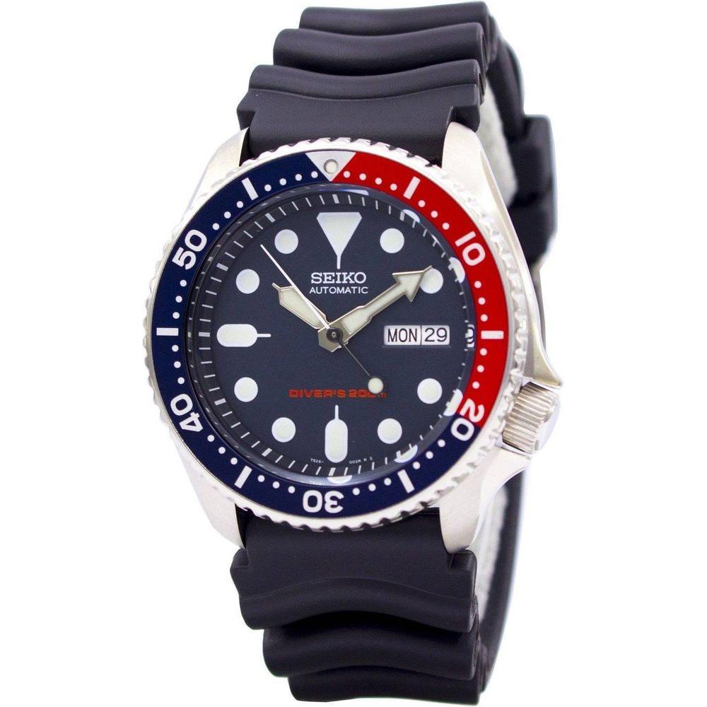 Seiko Men's SKX009K1 Automatic Diver's Watch, Dark Blue Dial, Red and Blue Bezel