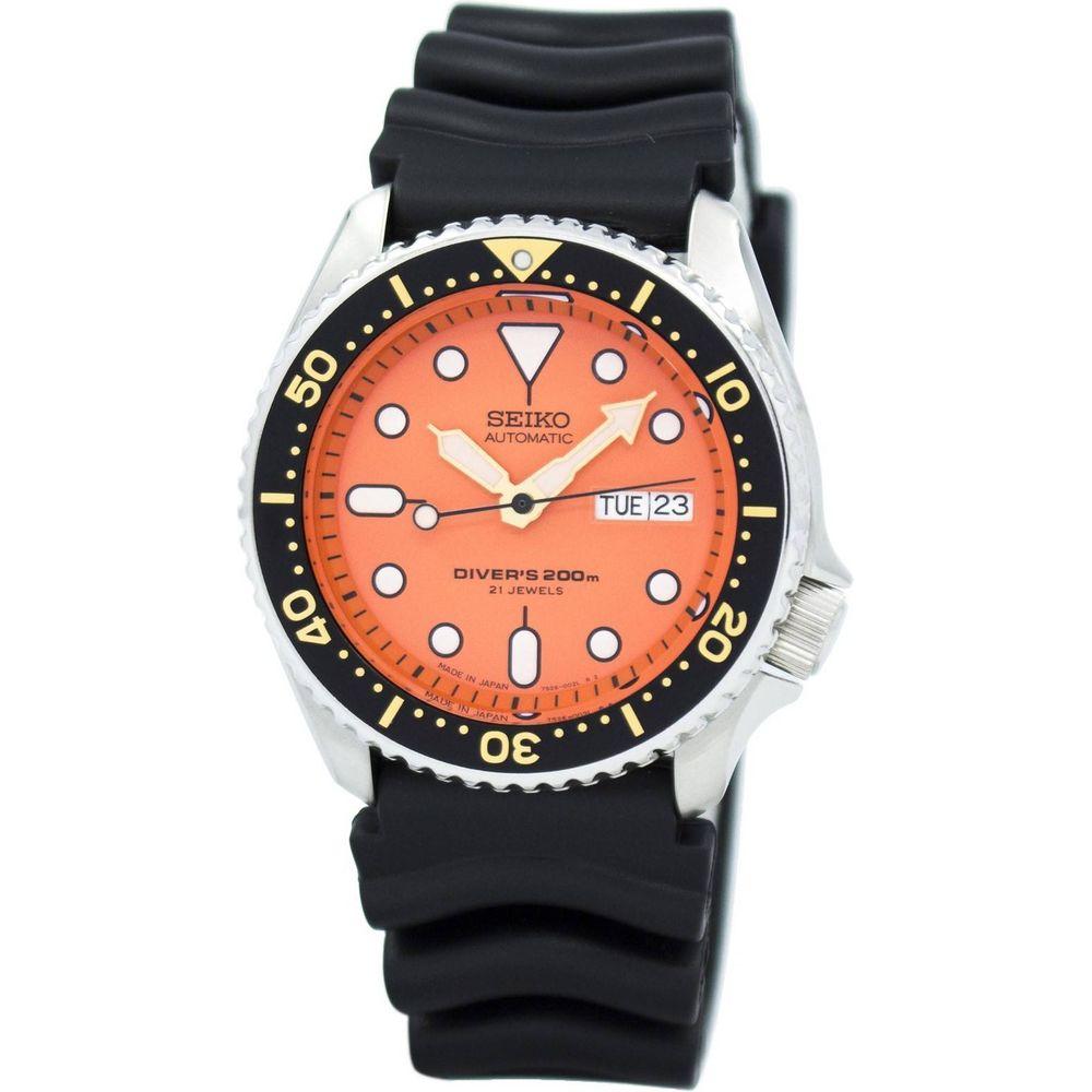 Seiko Men's SKX011J1 Automatic Diver's 200m Japan-Made Orange Dial Watch