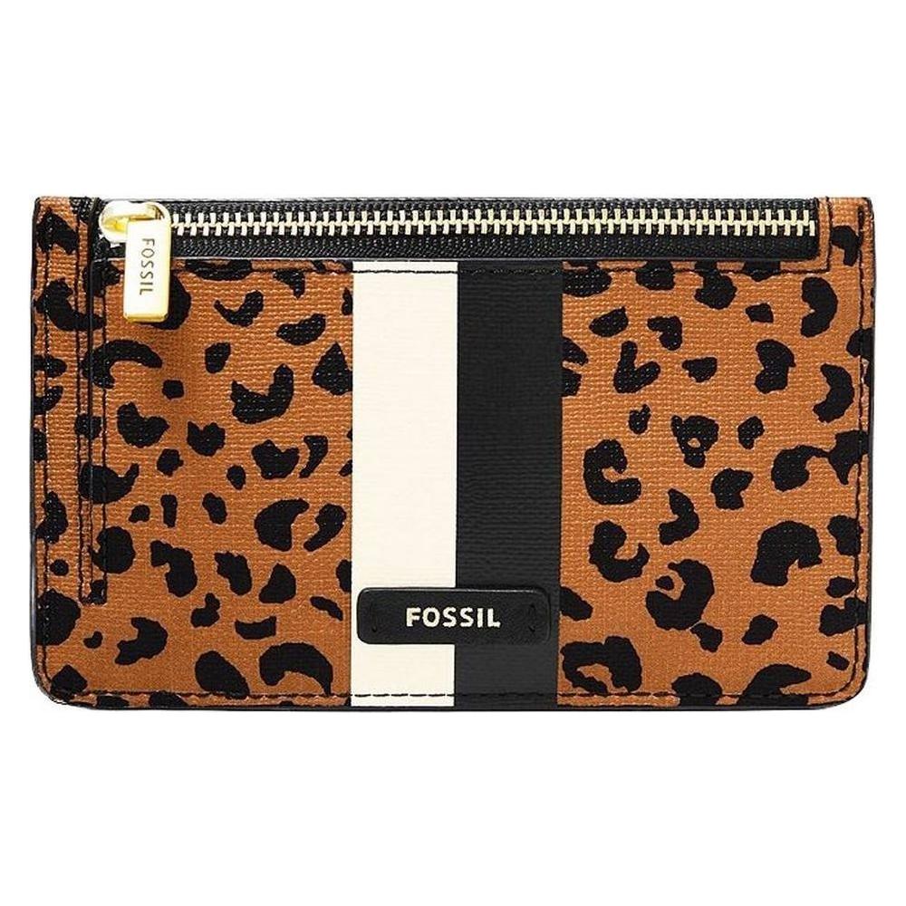 Fossil Logan Zip SL6356989 Women's Cheetah Print Card Case - Stylish and Functional Wallet for Women