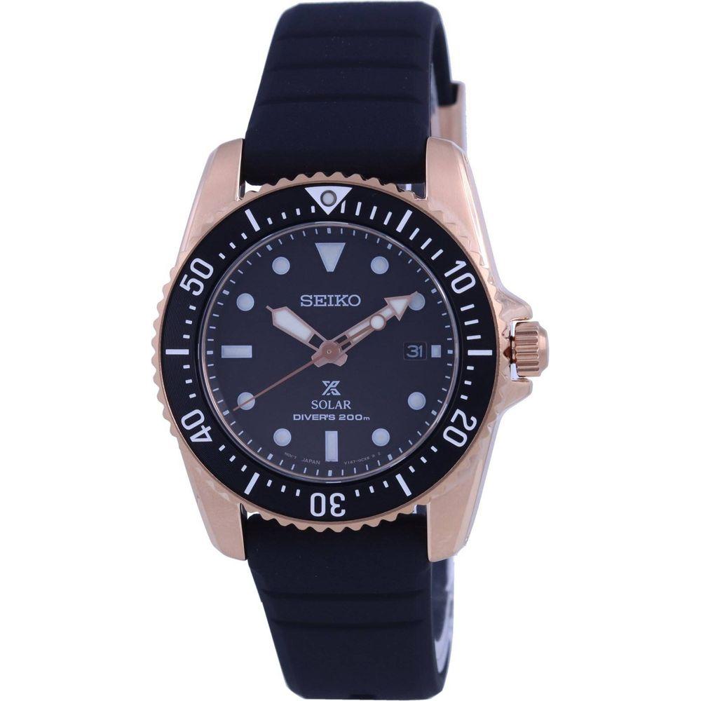 Seiko Prospex Compact Solar Scuba Diver's SNE586 SNE586P1 SNE586P 200M Men's Rose Gold Tone Stainless Steel Watch
