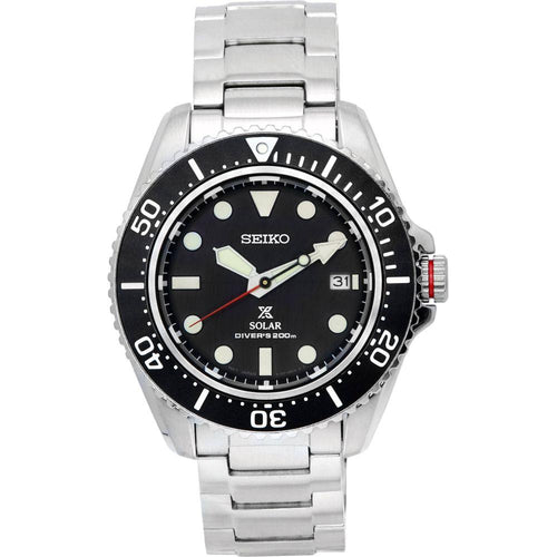 Load image into Gallery viewer, Seiko Prospex Compact Black Dial Solar Diver&#39;s Watch SNE589P1 - Men&#39;s 200M Stainless Steel Timepiece
