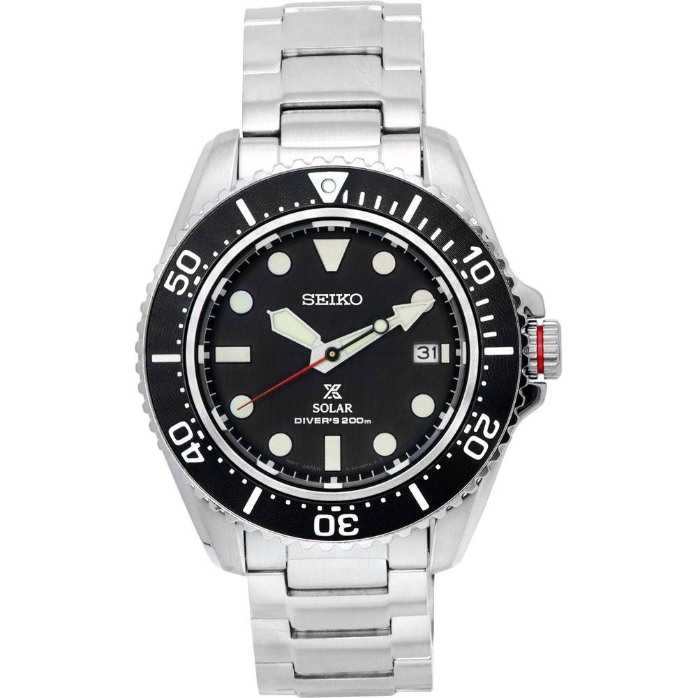 Seiko Prospex Compact Black Dial Solar Diver's Watch SNE589P1 - Men's 200M Stainless Steel Timepiece