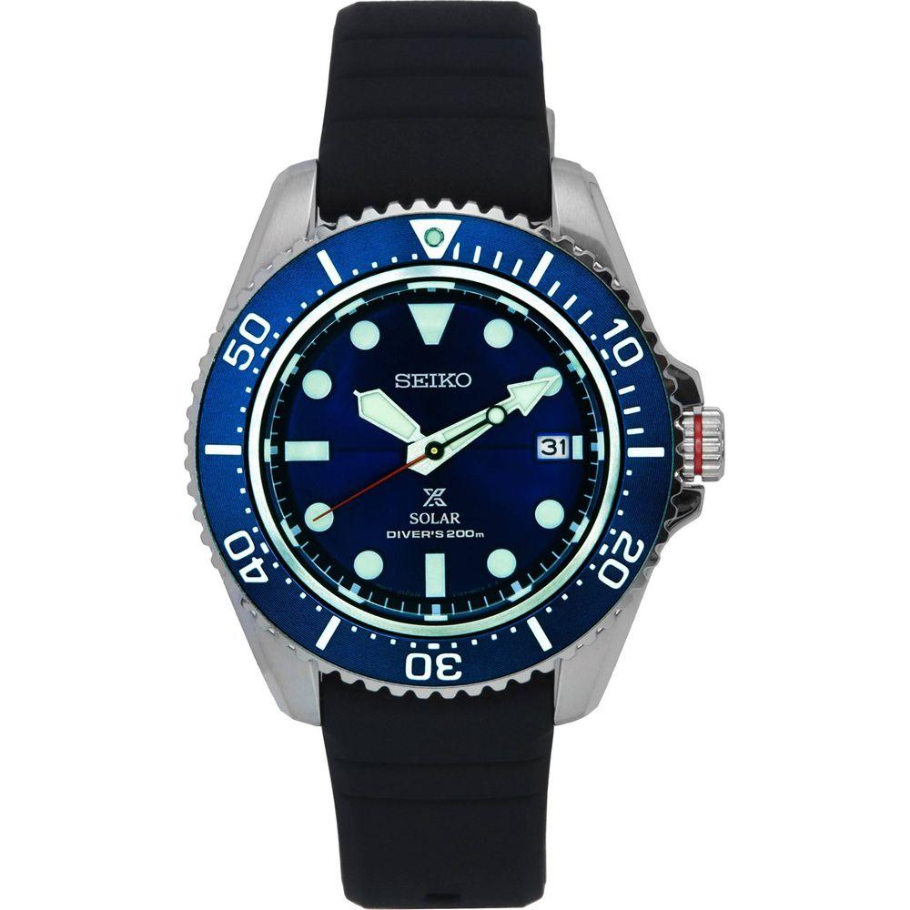 Seiko Prospex Blue Dial Solar Diver's Watch SNE593P1 - Men's 200M Waterproof Stainless Steel Timepiece