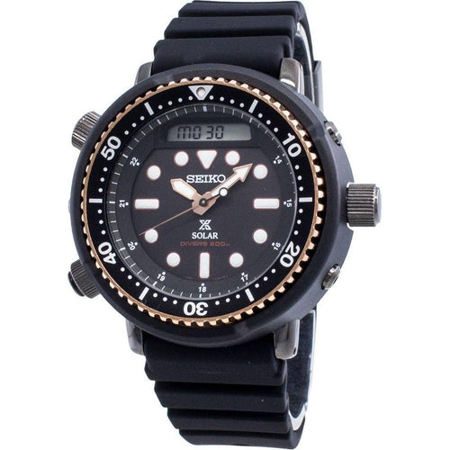 Load image into Gallery viewer, Seiko PROSPEX Diver&#39;s SNJ028P1 Solar 200M Men&#39;s Watch - Black Stainless Steel and Silicone Strap Replacement
