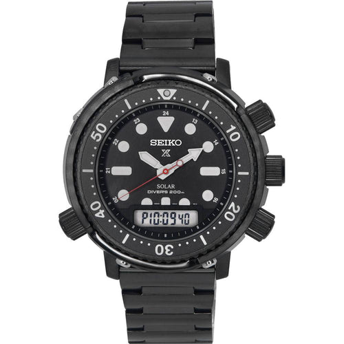 Load image into Gallery viewer, Seiko Prospex 1982 Hybrid 40th Anniversary Limited Edition Solar Diver’s SNJ037 SNJ037P1 SNJ037P 200M Men&#39;s Watch - Stainless Steel with Hard Coating, Black Dial
