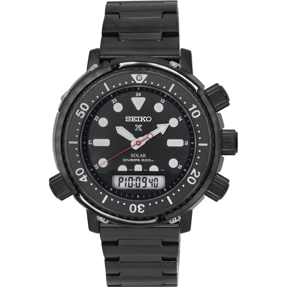Seiko Prospex 1982 Hybrid 40th Anniversary Limited Edition Solar Diver’s SNJ037 SNJ037P1 SNJ037P 200M Men's Watch - Stainless Steel with Hard Coating, Black Dial