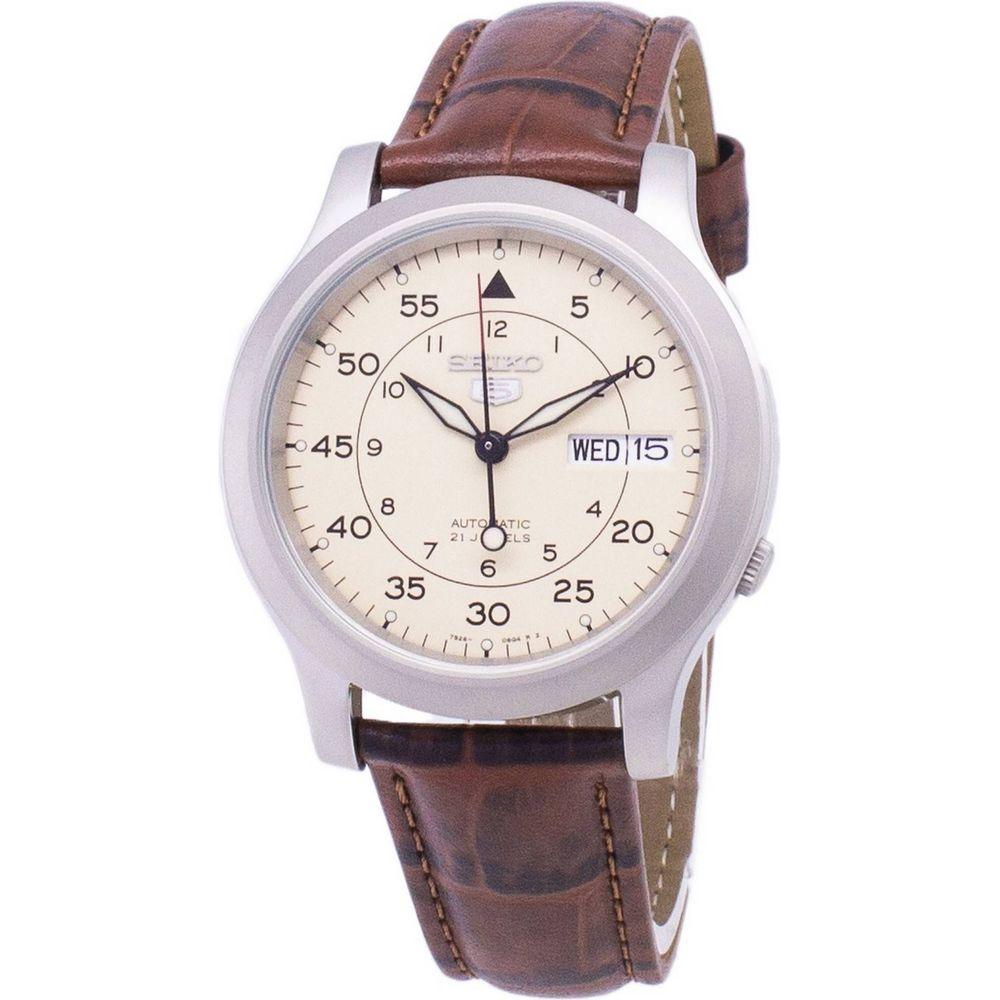 Seiko 5 Men's SNK803K2 Military Automatic Brown Leather Strap Watch