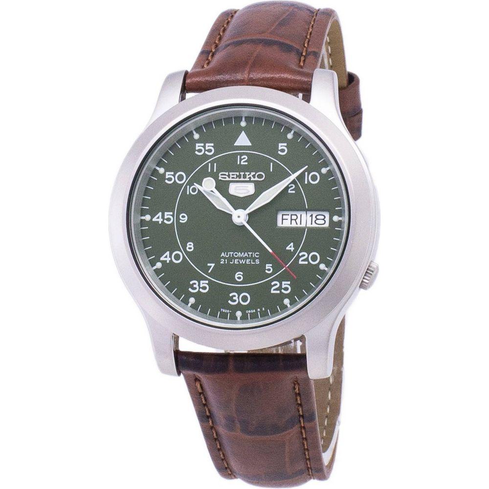Seiko 5 Military SNK805K2-var-SS2 Automatic Brown Leather Strap Men's Watch - Premium Replacement Band for Stylish Gentlemen