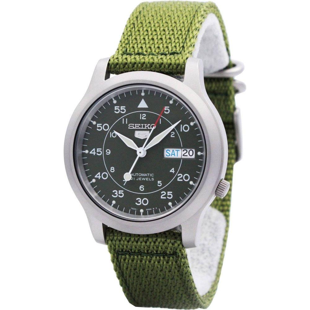 Seiko 5 Military Automatic Nylon SNK805K2 Men's Watch - Green Dial, Stainless Steel Case