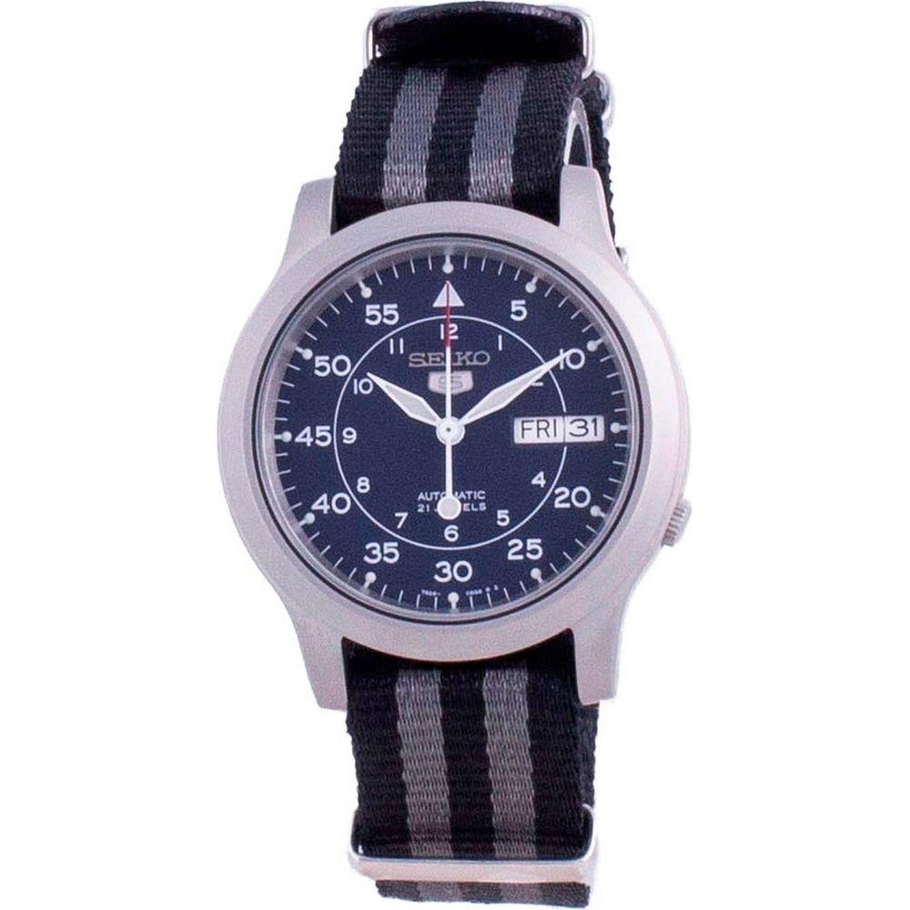 Seiko 5 Military SNK807K2-var-NATOS16 Automatic Nylon Strap Men's Watch, Blue Dial