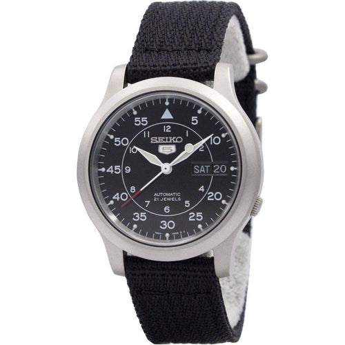 Load image into Gallery viewer, Seiko 5 Military SNK809K2 Men&#39;s Automatic Watch - Black Dial, Stainless Steel Case, Nylon Strap
