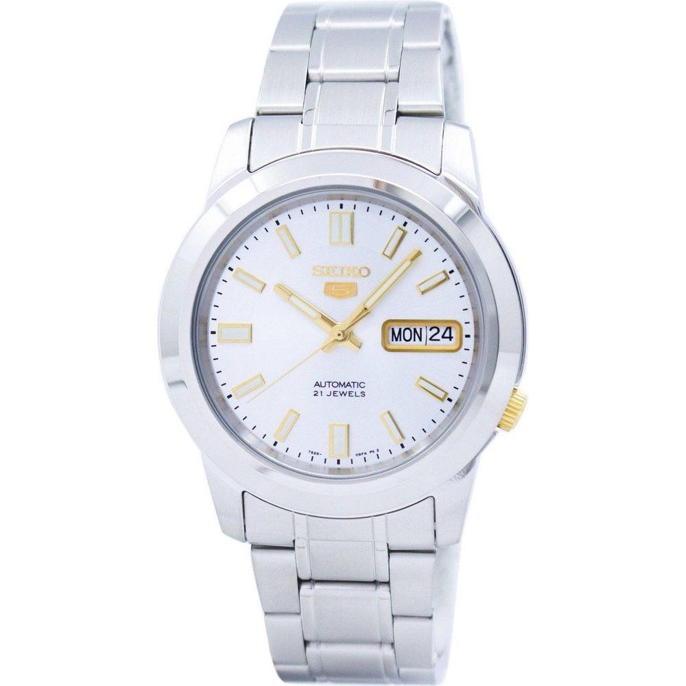 Seiko 5 Automatic SNKK09 SNKK09K1 SNKK09K Men's Stainless Steel Watch, Silver/White Dial