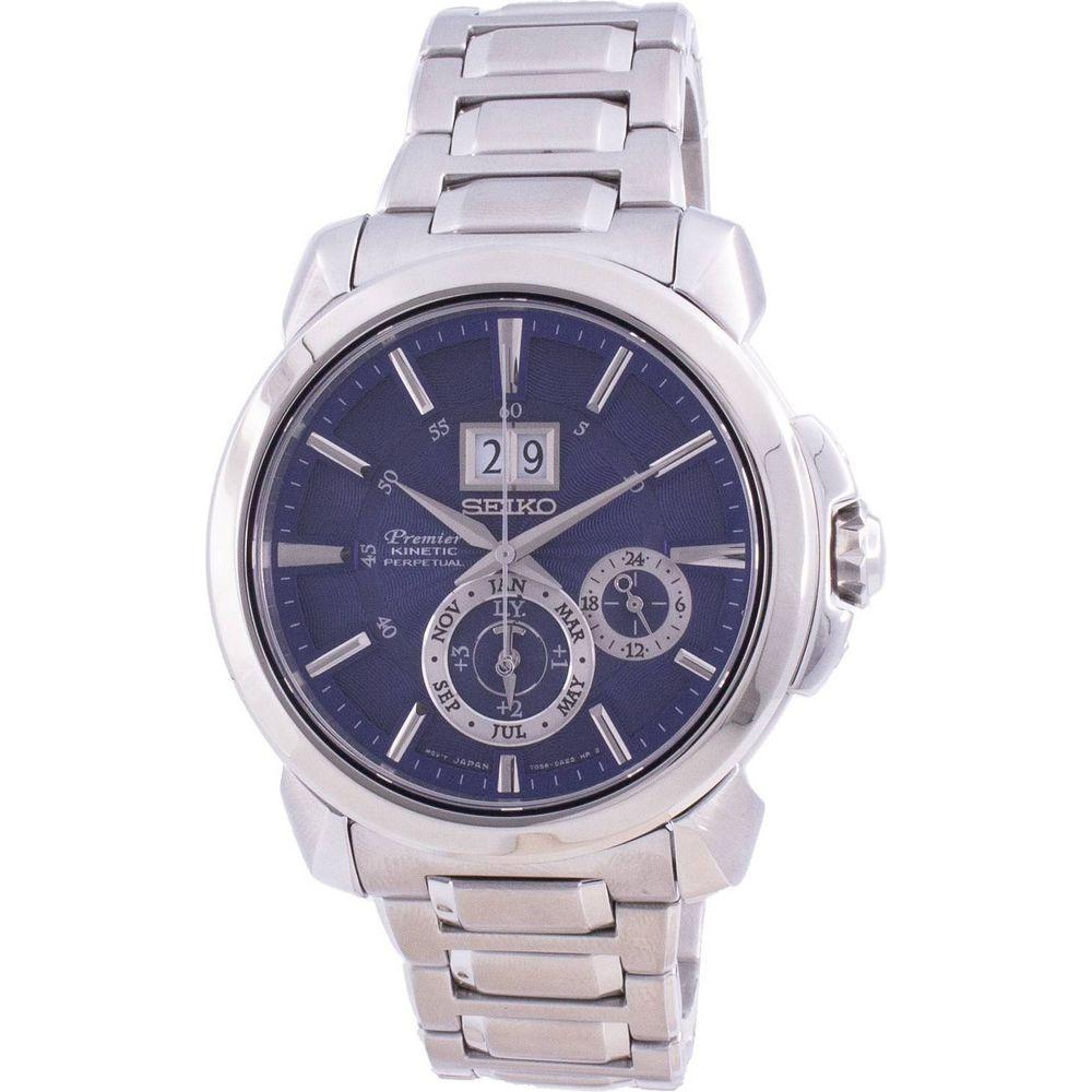 Seiko Premier Kinetic Perpetual SNP161P1 Men's Blue Dial Stainless Steel Watch
