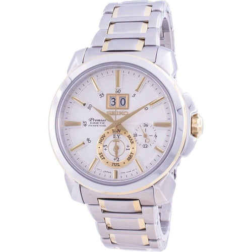 Load image into Gallery viewer, Seiko Premier Kinetic Perpetual SNP166P1 Men&#39;s Stainless Steel Quartz Watch, White Dial
