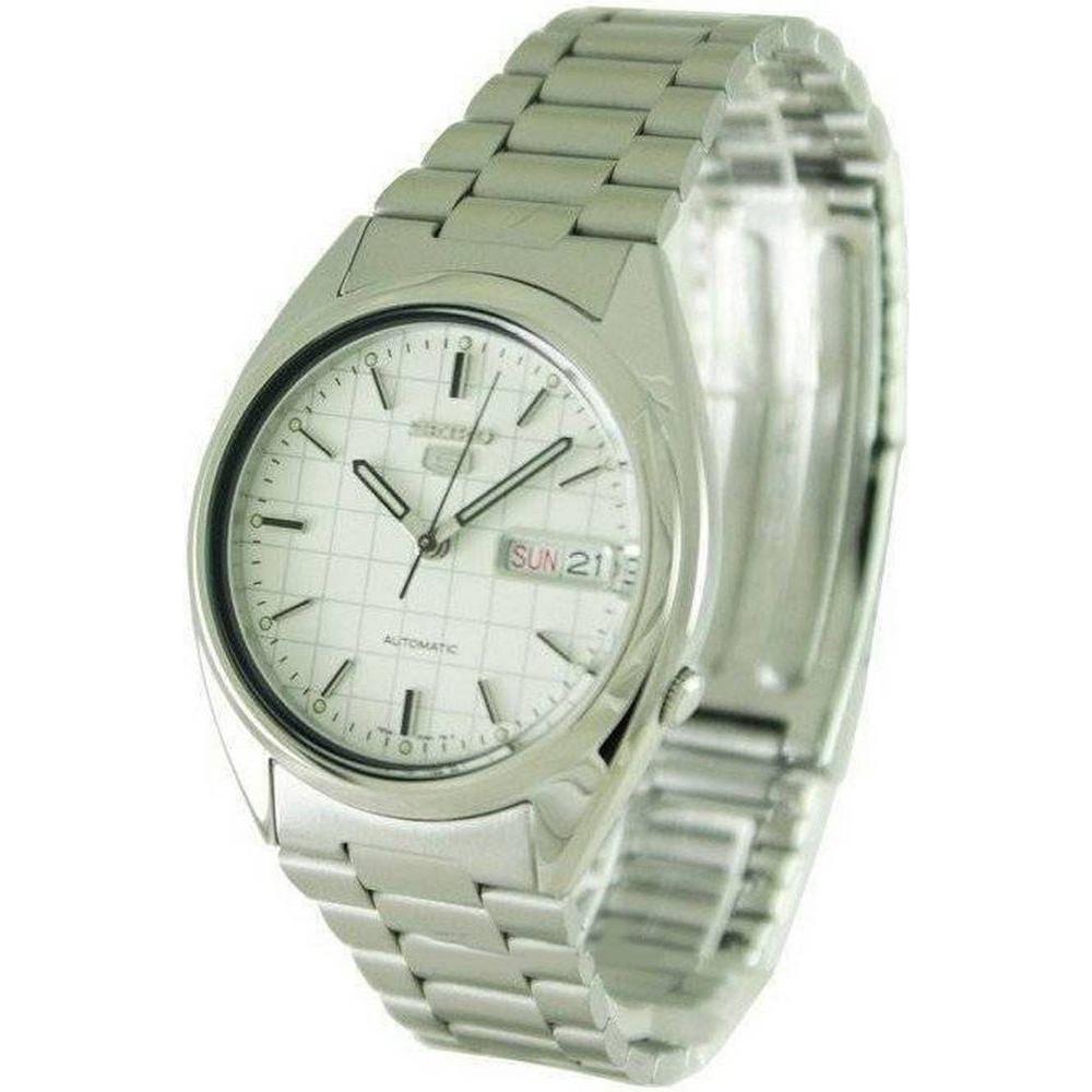 Seiko 5 Automatic SNXF05 SNXF05K1 SNXF05K Men's Stainless Steel Watch, White Dial