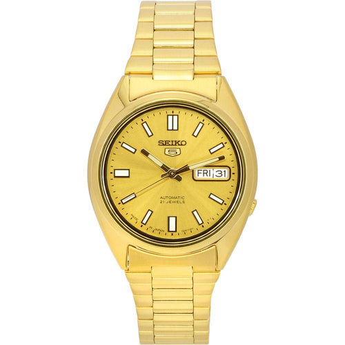 Load image into Gallery viewer, Seiko 5 Gold Tone Stainless Steel Automatic Men&#39;s Watch SNXS80 SNXS80J5 SNXS80J, Gold Dial, 37mm

