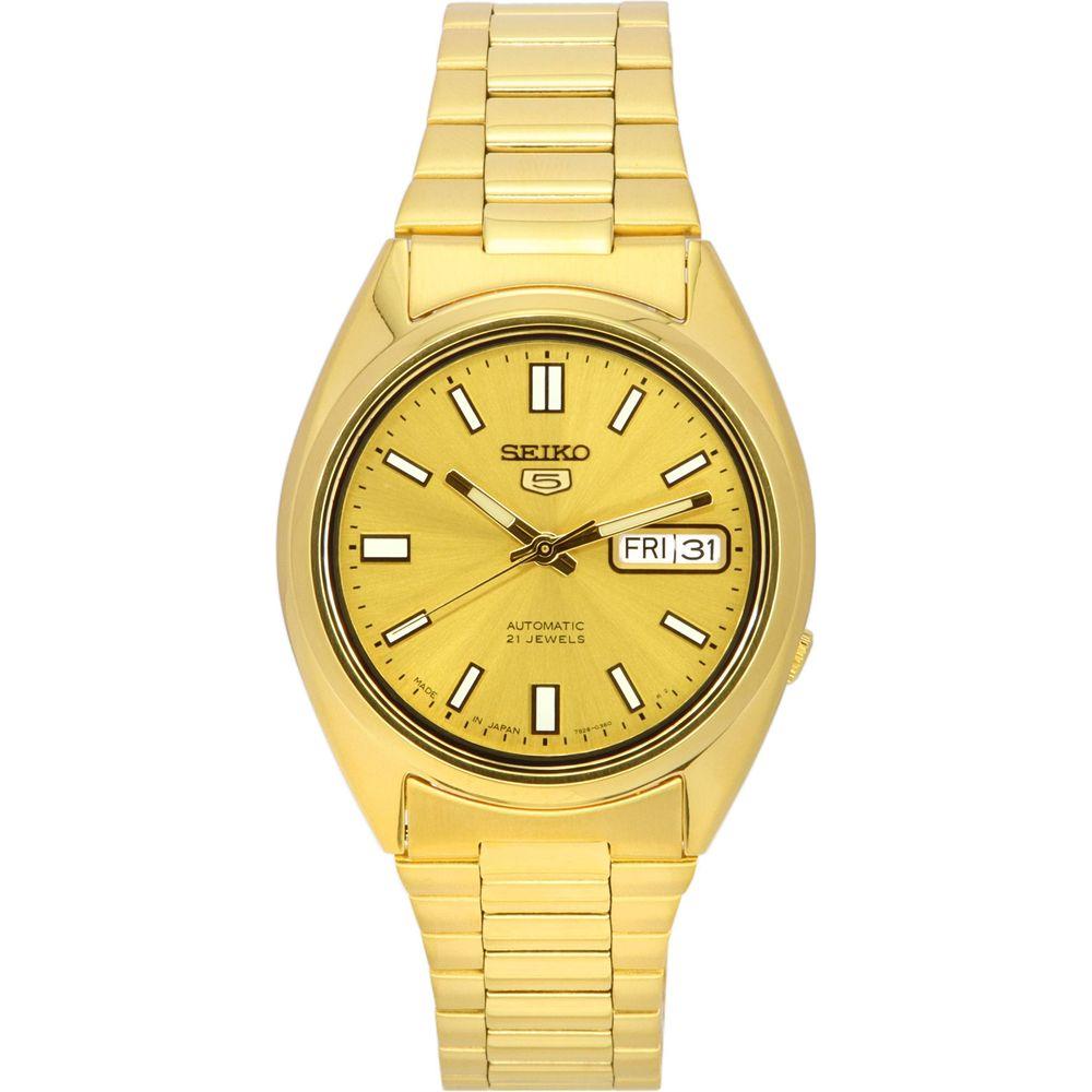 Seiko 5 Gold Tone Stainless Steel Automatic Men's Watch SNXS80 SNXS80J5 SNXS80J, Gold Dial, 37mm