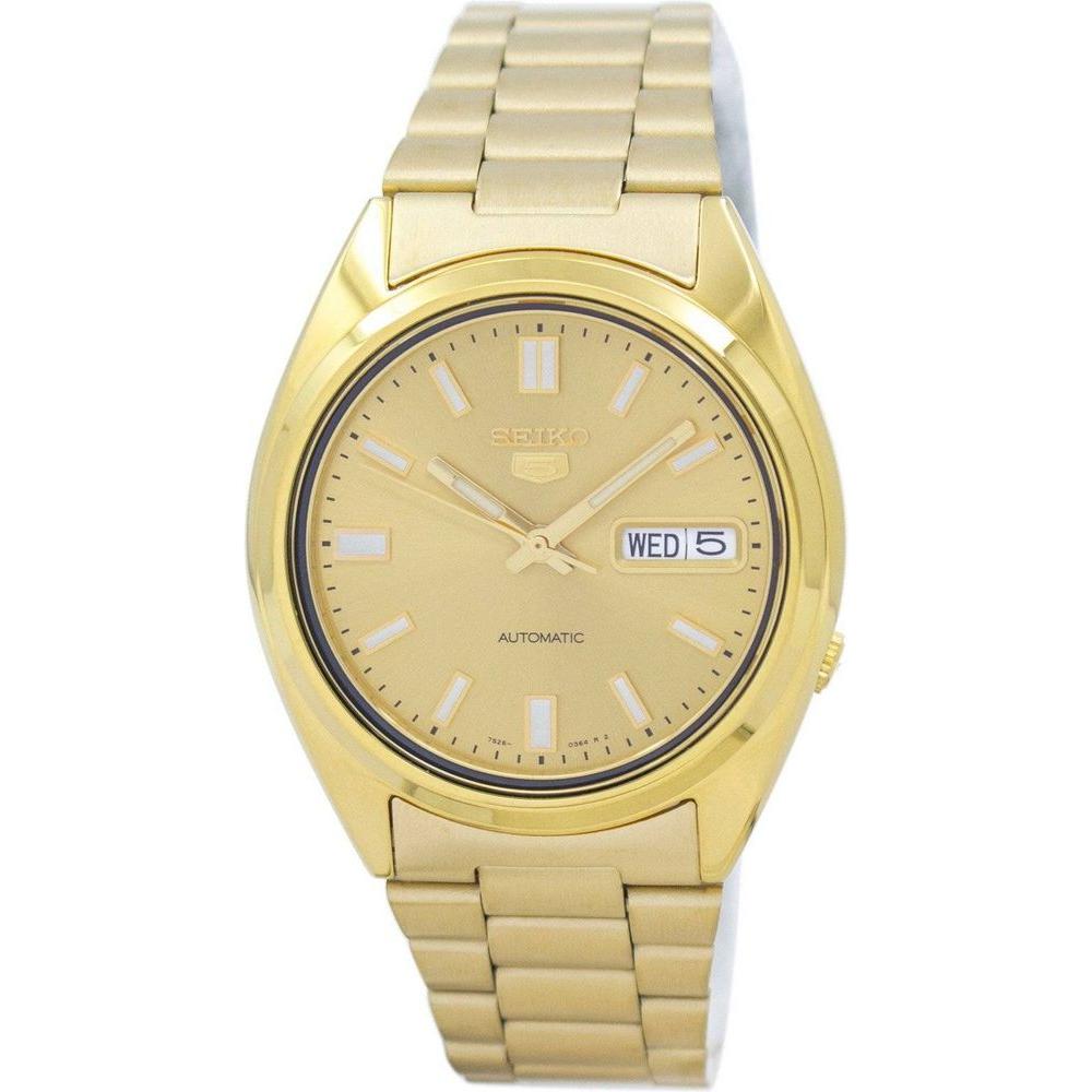 Seiko 5 Automatic Gold Tone Stainless Steel Men's Watch SNXS80 SNXS80K1 - Classic Elegance for the Modern Gentleman