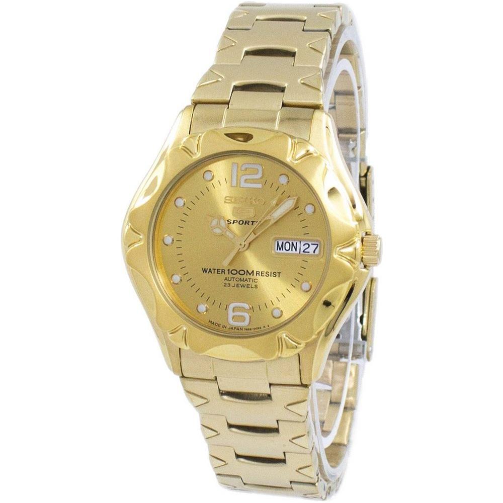 Seiko 5 Sports Automatic Japan Made Gold Tone Stainless Steel Men's Watch SNZ460J1