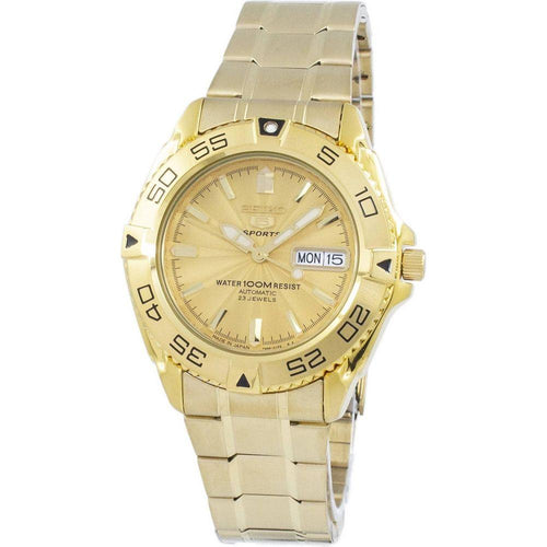 Load image into Gallery viewer, Seiko 5 Sports Automatic Japan Made Gold Tone Stainless Steel Men&#39;s Watch SNZB26J1
