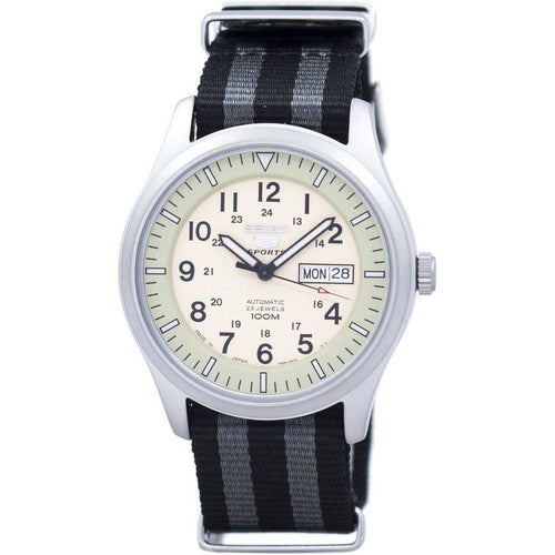 Load image into Gallery viewer, Seiko 5 Sports Military Automatic Japan Made SNZG07J1 Men&#39;s Watch - Grey/Black NATO Strap
