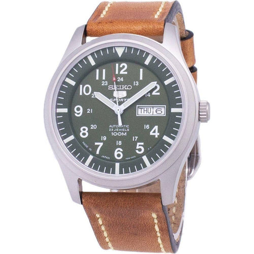 Load image into Gallery viewer, Seiko 5 Sports SNZG09J1 Japan Made Automatic Men&#39;s Watch - Brown Leather Strap
