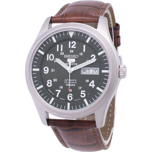 Load image into Gallery viewer, Seiko 5 Sports Automatic Japan Made Brown Leather SNZG09J1-VAR-LS7 100M Men&#39;s Watch
