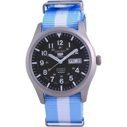 Load image into Gallery viewer, Seiko 5 Sports Automatic SNZG09J1-var-NATO24 Men&#39;s Watch - Japan Made, Argentina National Flag Strap, Green Dial, Stainless Steel Case
