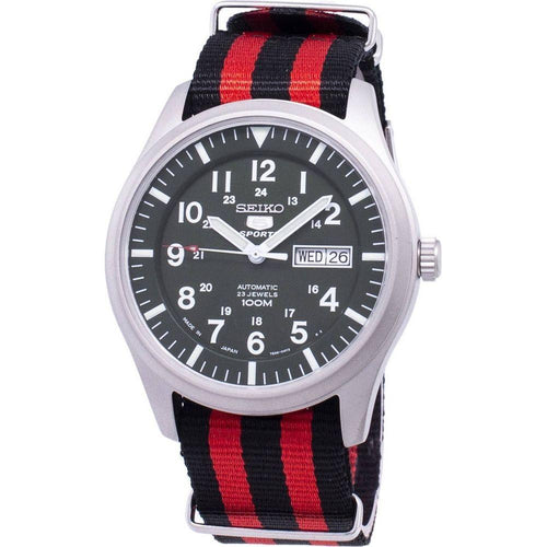 Load image into Gallery viewer, Seiko 5 Sports Automatic Japan Made SNZG09J1 Men&#39;s Watch - Red Black NATO Strap
