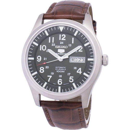 Load image into Gallery viewer, Seiko 5 Sports Automatic Brown Leather Men&#39;s Watch SNZG09K1-var-LS7

