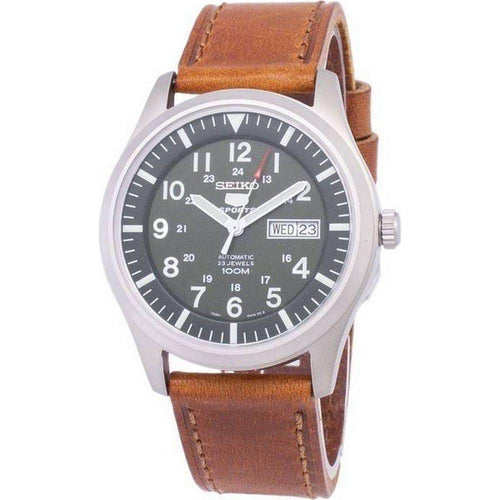 Load image into Gallery viewer, Seiko 5 Sports Automatic Ratio Brown Leather SNZG09K1-var-LS9 Men&#39;s Watch
