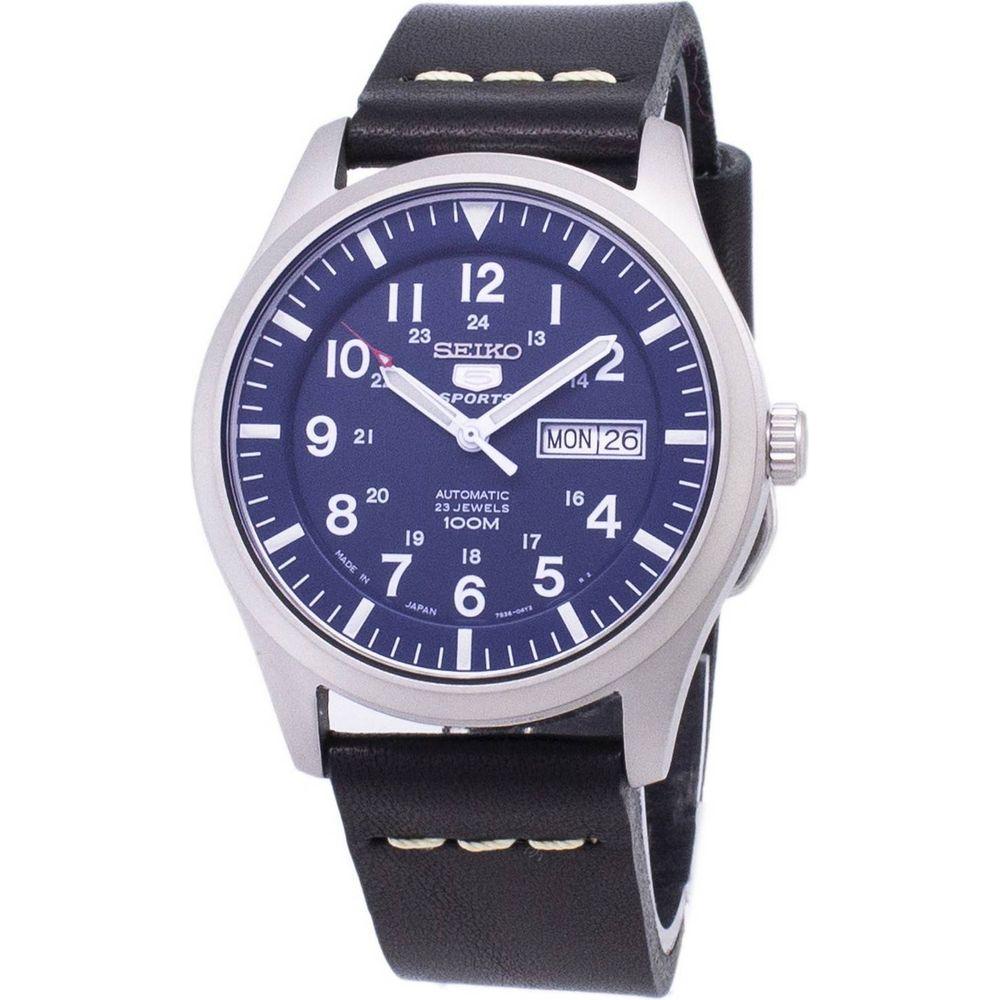 Seiko 5 Sports SNZG11J1-var-LS14 Men's Automatic Black Leather Strap Watch - A Timeless Masterpiece in Elegance and Functionality