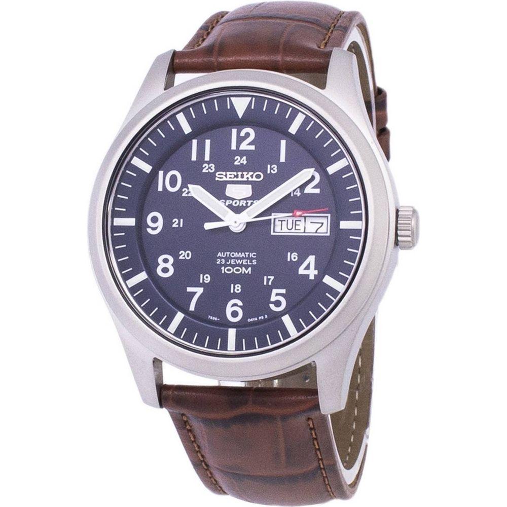 Seiko 5 Sports Automatic Brown Leather Men's Watch SNZG11K1
