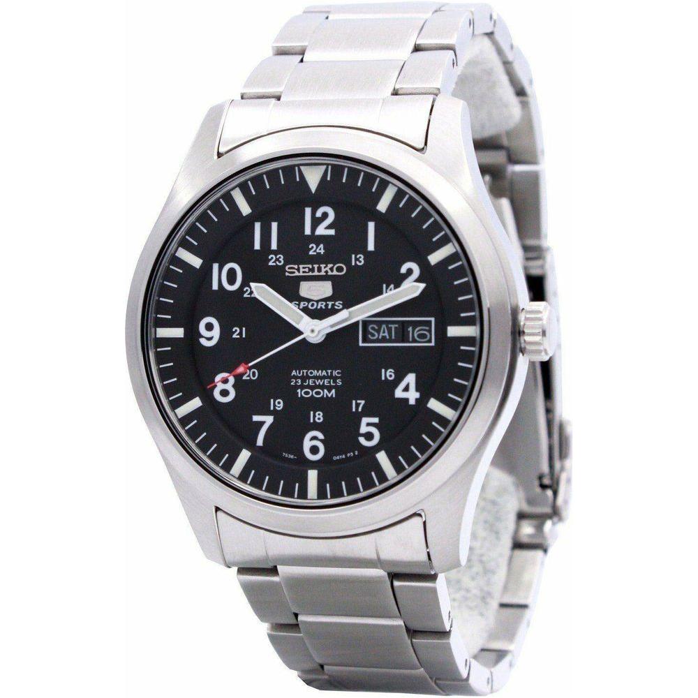 Seiko 5 Sports Automatic SNZG13K1 Men's Watch - Stainless Steel, Black Dial