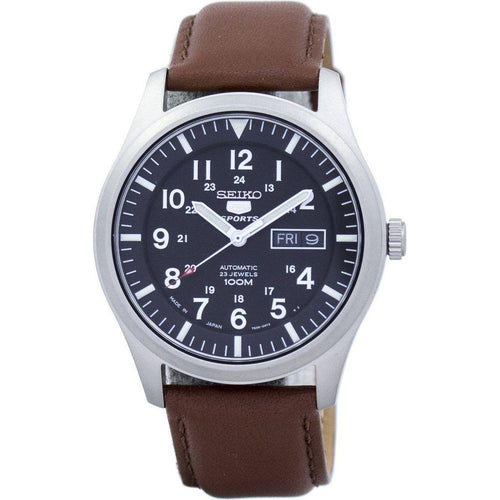 Load image into Gallery viewer, Seiko 5 Sports Automatic SNZG15J1 Men&#39;s Watch - Japan Made, Brown Leather Strap
