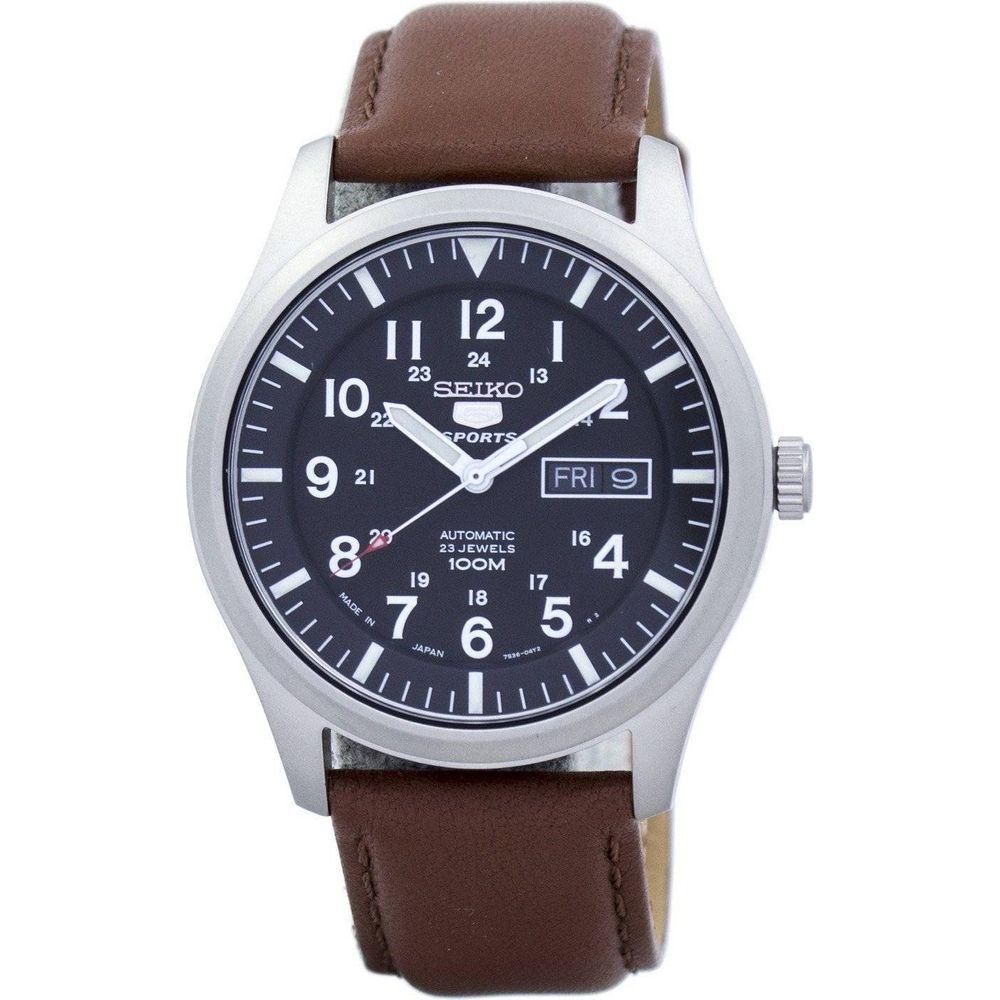 Seiko 5 Sports Automatic SNZG15J1 Men's Watch - Japan Made, Brown Leather Strap