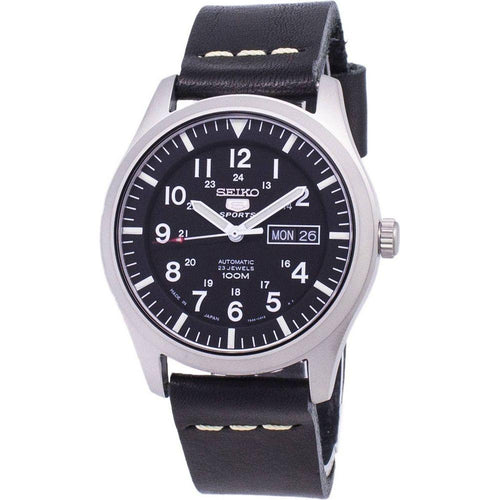 Load image into Gallery viewer, Seiko 5 Sports SNZG15J1 Japan Made Automatic Men&#39;s Watch - Black Leather Strap
