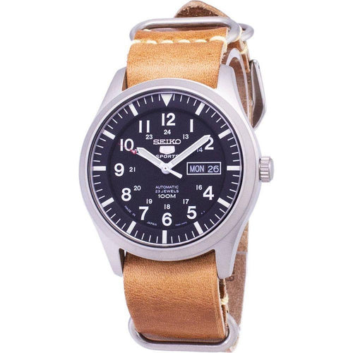 Load image into Gallery viewer, Seiko 5 Sports SNZG15J1-var-LS18 Automatic Japan Made Men&#39;s Watch - Brown Leather Strap
