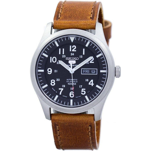 Load image into Gallery viewer, Seiko 5 Sports Automatic Japan Made SNZG15J1 Men&#39;s Brown Leather Watch
