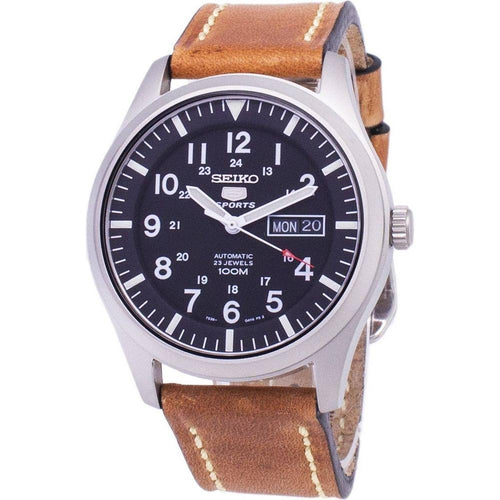 Load image into Gallery viewer, Seiko 5 Sports SNZG15K1-var-LS17 Automatic Brown Leather Strap Men&#39;s Watch - The Epitome of Timeless Elegance for the Modern Gentleman
