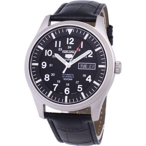 Load image into Gallery viewer, Seiko 5 Sports Automatic Black Leather SNZG15K1-var-LS6 100M Men&#39;s Watch
