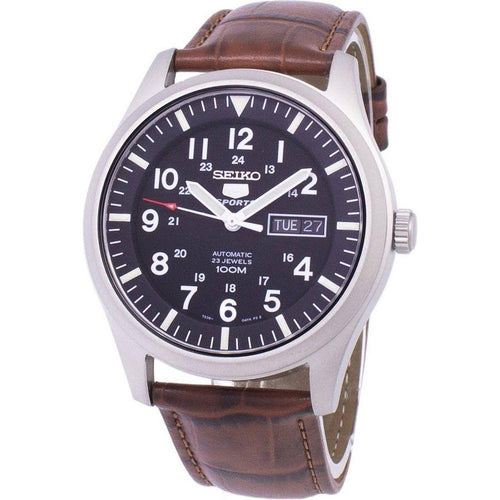 Load image into Gallery viewer, Seiko 5 Sports Automatic Brown Leather SNZG15K1-var-LS7 100M Men&#39;s Watch
