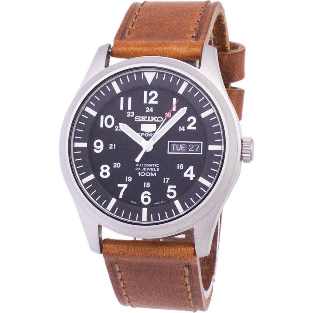 Seiko 5 Sports Automatic Brown Leather SNZG15K1-var-LS9 100M Men's Watch