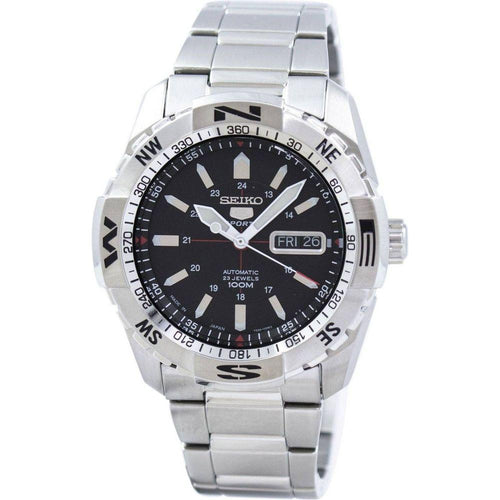 Load image into Gallery viewer, Seiko 5 Sports Automatic Japan Made Stainless Steel Men&#39;s Watch SNZJ05J1 - Black Dial
